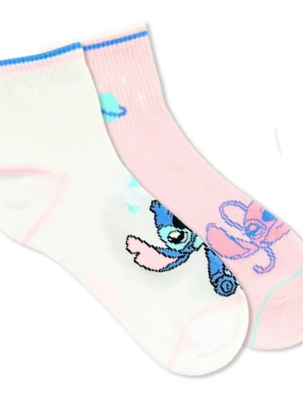 Disney Stitch Ankle Socks Pink 2-Pack Size4-10 NEW